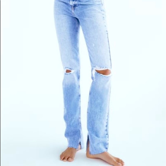 Zara flared ripped slim fit jeans Clearance